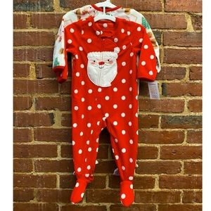 Carter’s 2 pack fleece Xmas footie pajamas 12m